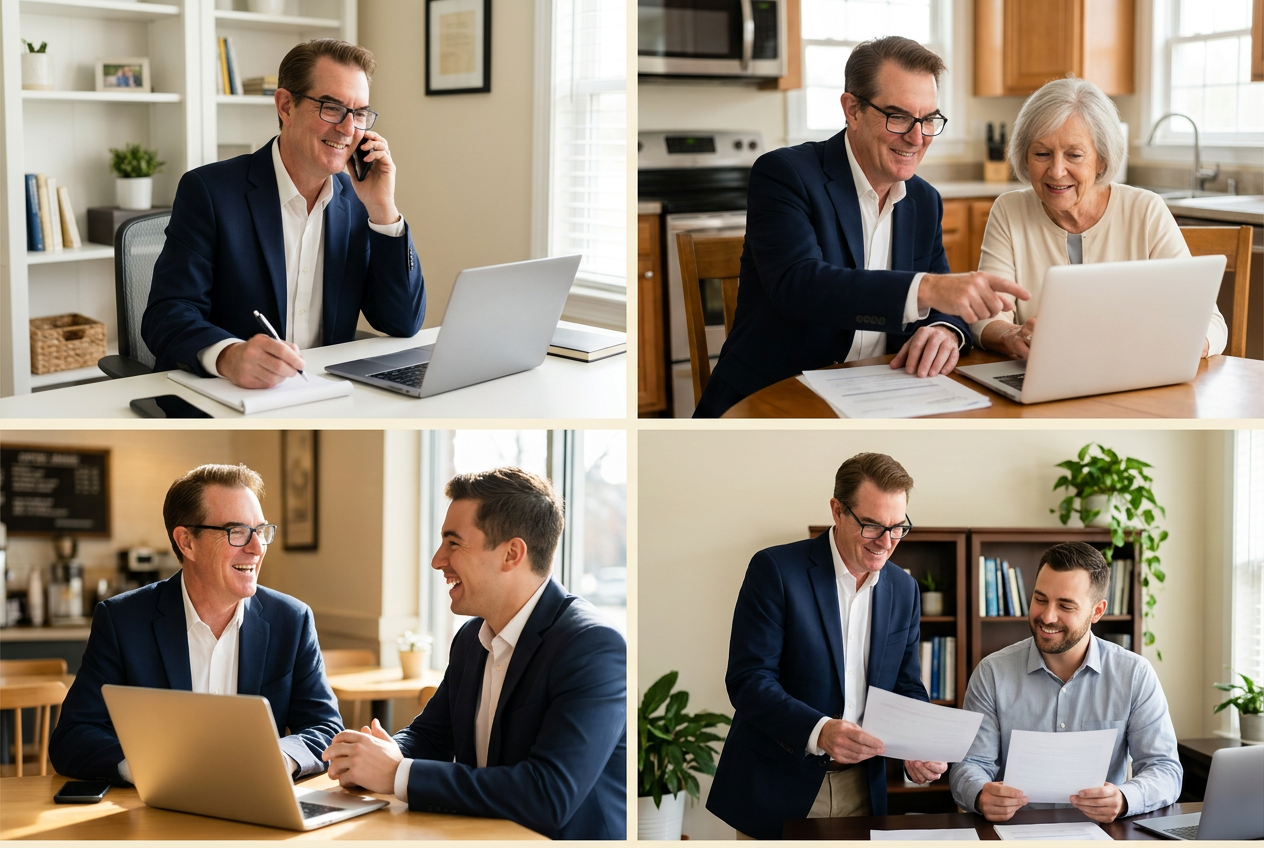 Brandt DeLany helping clients on the phone, at home, in coffee shops, and on-site